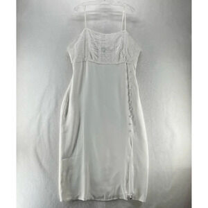 Nasty Gal Slip Dress Size 10 Woven Button Down Broiderie Panel Side Slit White